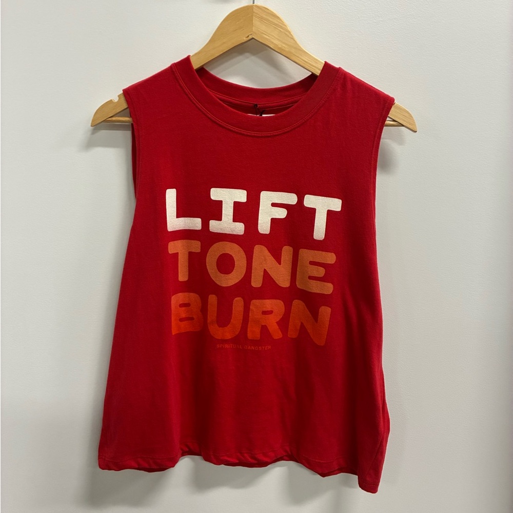 Spiritual Gangster Red Pure Barre Muscle Tee